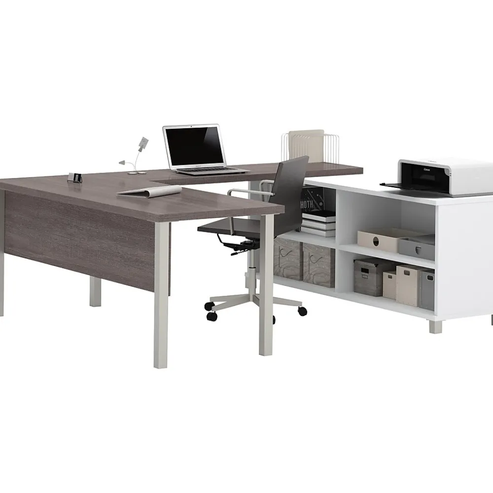 Computer Desks*bestar Pro-Linea U-Desk, White/Bark Grey (120881-47)