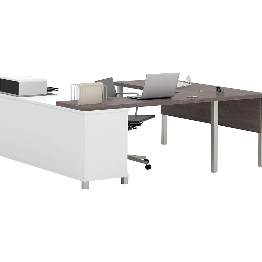 Computer Desks*bestar Pro-Linea U-Desk, White/Bark Grey (120881-47)