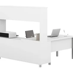 L-Desks*bestar Pro-Linea 71"W L-Desk with Hutch, White (120864-17)