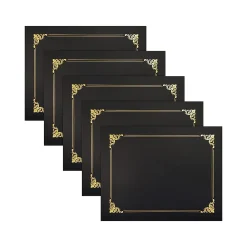 Awards & Certificates*Better Office Certificate Holders, 8.75" x 11.25", Black/Gold, 25/Pack (65251-25PK)
