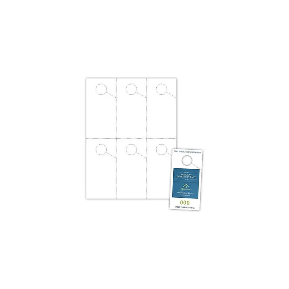 Business Cards*Blanks USA Blanks/USA 2 3/4" x 5 1/2" Digital Polyester Parking Pass Hangers, White, 300/Pack