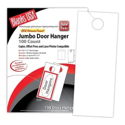 Business Cards*Blanke Blanks/USA® 4 1/4" x 11" 80 lbs. Digital Gloss Cover Door Hanger, White, 50/Pack