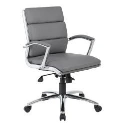 Office Chairs*Boss Office Products BOSS® Caresoft Plus Executive Series Mid Back Executive Chair with Metal Chrome Finish, Grey (B9476-GY)