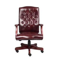 Office Chairs*Boss Office Products Boss Classic Vinyl Executive Oxblood Chair, Burgundy/Mahogany Finish Frame (B905-BY)