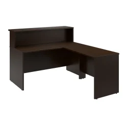 Office Desks*Bush Business Furniture Arrive 60"W L Shaped Reception Desk with Shelf, (ARV003MR) Mocha Cherry