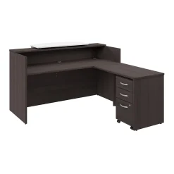 L-Desks*Bush Business Furniture Arrive 72"W L Shaped Reception Desk with Counter and Mobile File Cabinet, (ARV010SG) Storm Gray