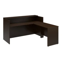 L-Desks*Bush Business Furniture Arrive 72"W L Shaped Reception Desk with Shelf, (ARV006MR) Mocha Cherry