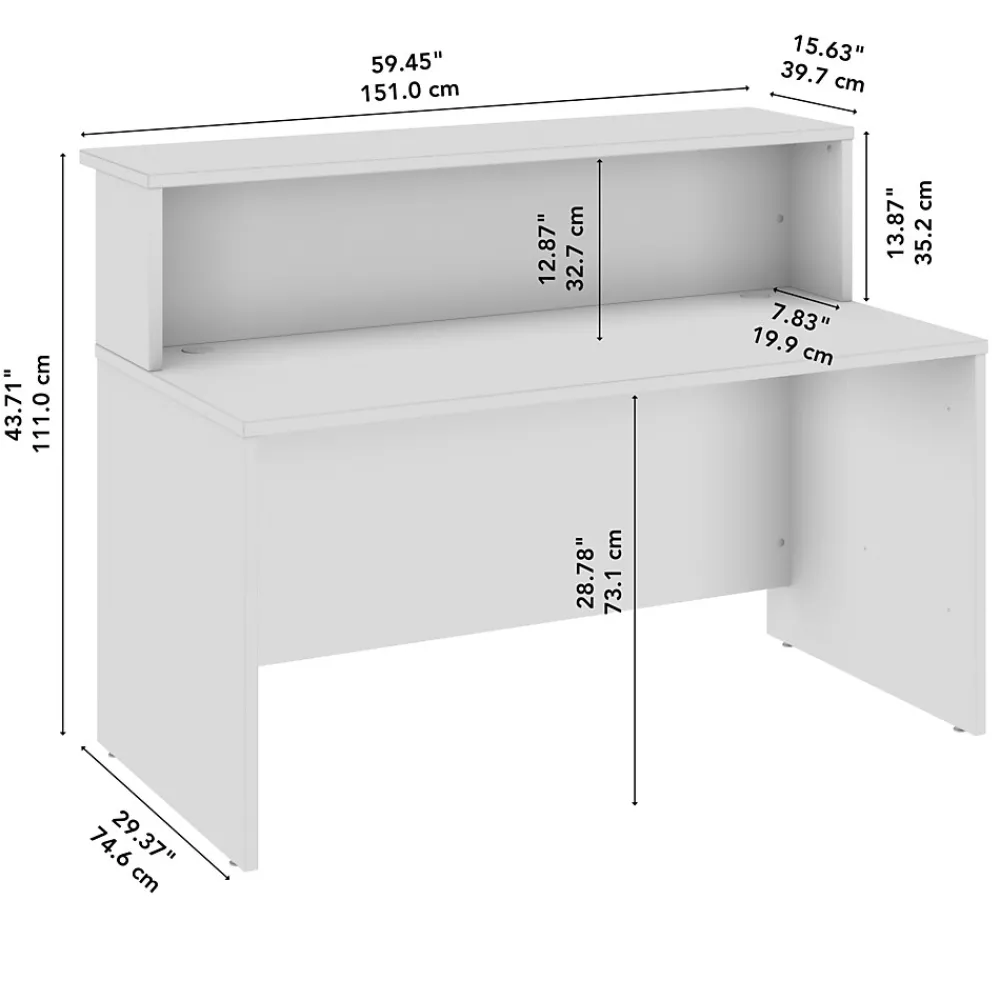 Office Desks*Bush Business Furniture Arrive 60"W Reception Desk with Shelf, (ARV001SG) Storm Gray