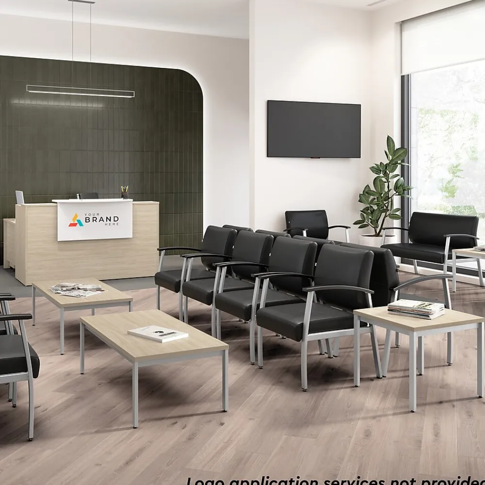 Office Desks*Bush Business Furniture Arrive 72"W L Shaped Reception Desk with Counter, (ARV009NE) Natural Elm