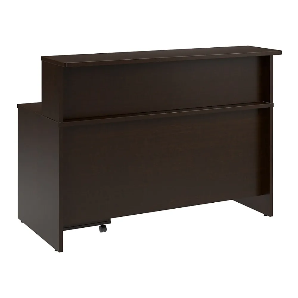 Office Desks*Bush Business Furniture Arrive 60"W Reception Desk with Shelf and Mobile File Cabinet, (ARV002MR) Mocha Cherry