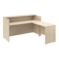 L-Desks*Bush Business Furniture Arrive 72"W L Shaped Reception Desk with Shelf, (ARV006NE) Natural Elm