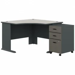 Corner Desks*Bush Business Furniture Cubix 48"W Corner Desk with Mobile File Cabinet, (SRA035SLSU) Slate/White Spectrum