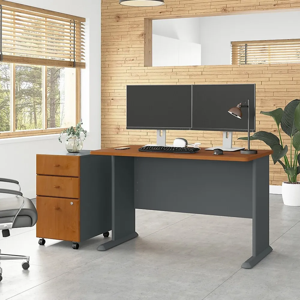 Computer Desks*Bush Business Furniture Cubix 48"W Desk, (WC57448) Natural Cherry/Slate