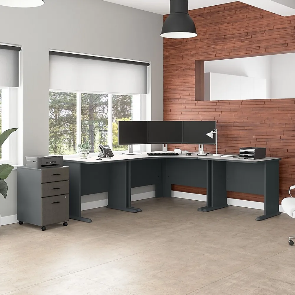 Computer Desks*Bush Business Furniture Cubix 48"W Corner Desk, (WC8427A) Slate/White Spectrum