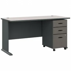 Computer Desks*Bush Business Furniture Cubix 60W Desk with Mobile File Cabinet, (SRA003SLSU) Slate/White Spectrum