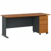 Computer Desks*Bush Business Furniture Cubix 72W Desk with Mobile File Cabinet, Natural Cherry/Slate (SRA013NCSU)