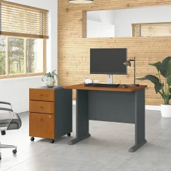 Computer Desks*Bush Business Furniture Cubix 36W Desk with Mobile File Cabinet, (SRA024NCSU) Natural Cherry/Slate