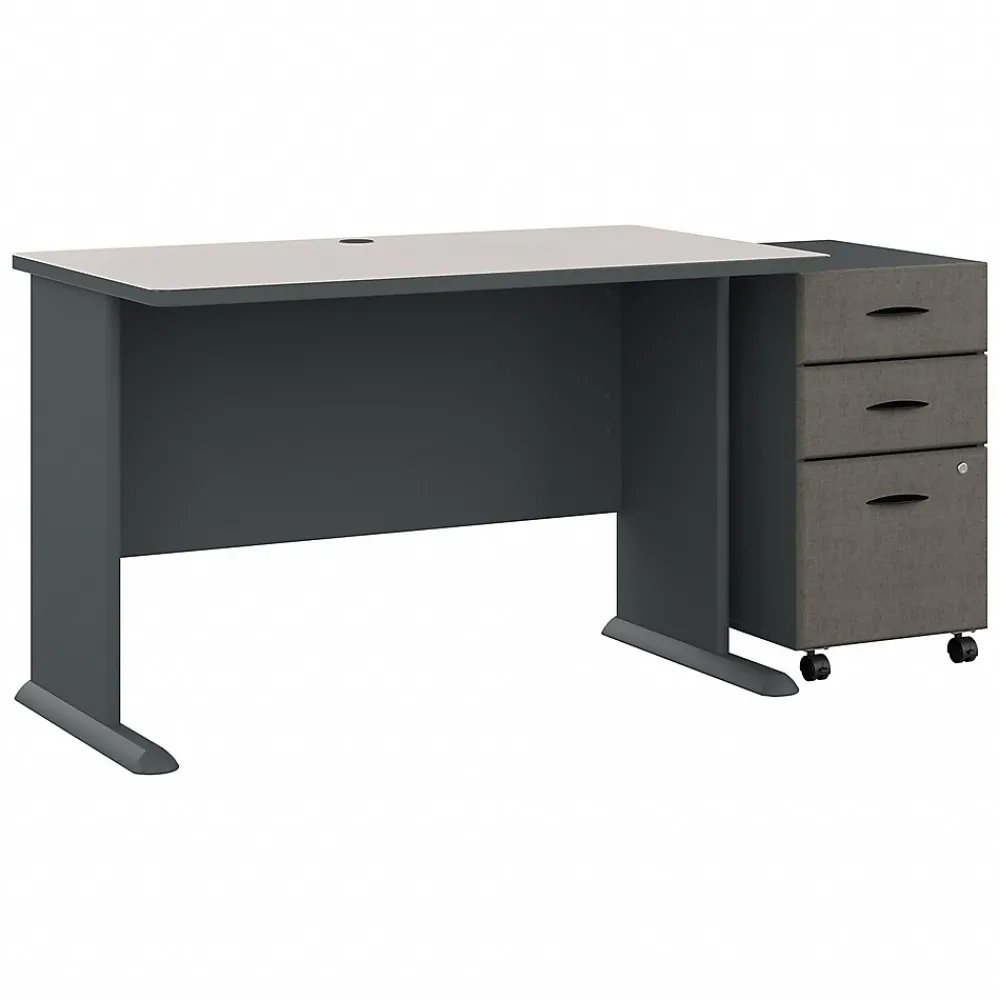 Computer Desks*Bush Business Furniture Cubix 48W Desk with Mobile File Cabinet, (SRA025SLSU) Slate/White Spectrum