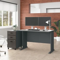 Computer Desks*Bush Business Furniture Cubix 48W Desk with Mobile File Cabinet, (SRA025SLSU) Slate/White Spectrum