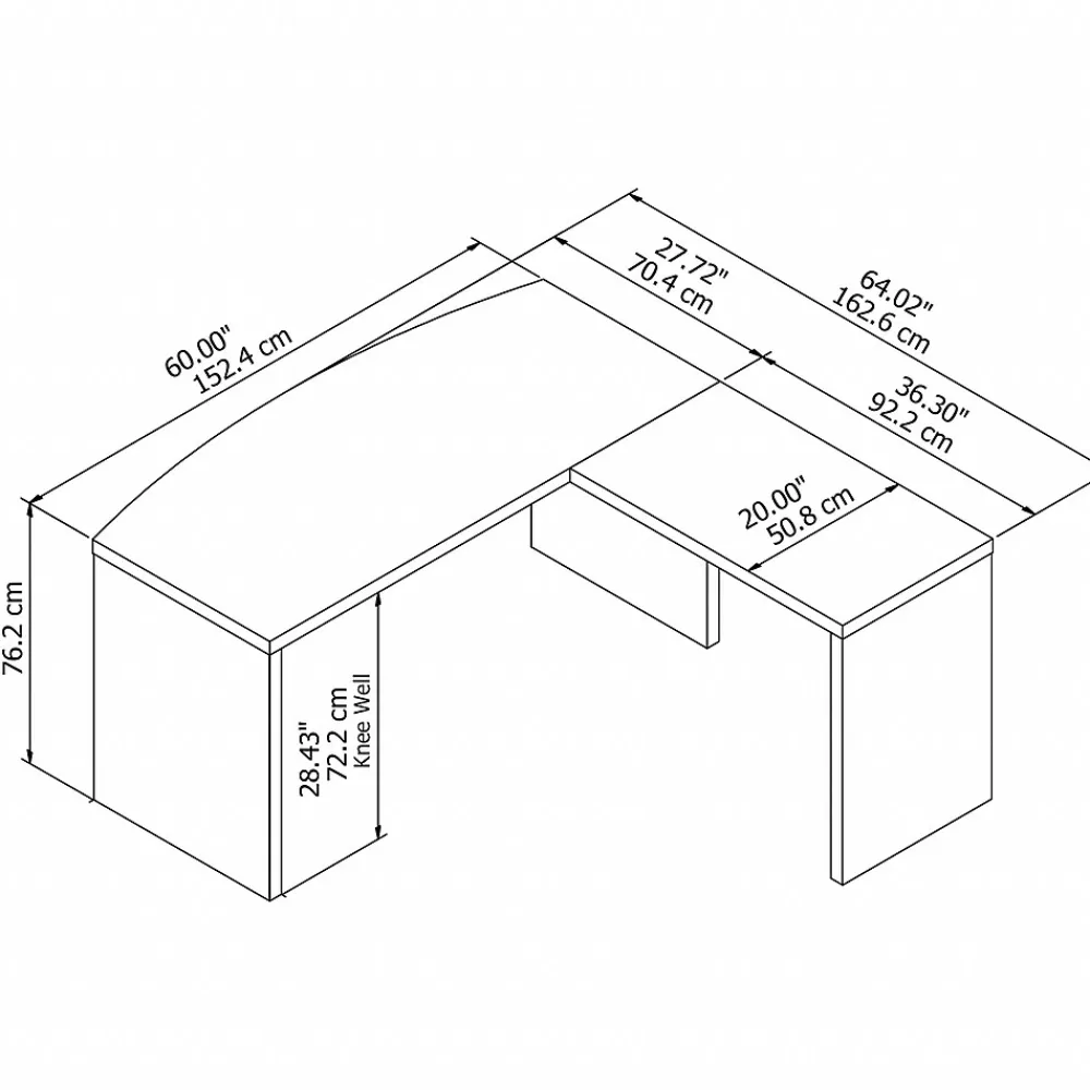 L-Desks*Bush Business Furniture Echo 60"W L Shaped Bow Front Desk, Pure White (ECH025PW)