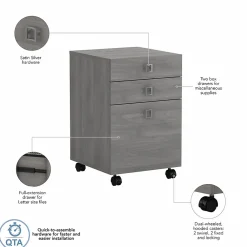 File Cabinets*Bush Business Furniture Echo 3 Drawer Mobile File Cabinet, Modern Gray (KI60401-03)
