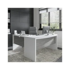 L-Desks*Bush Business Furniture Echo 60"W L Shaped Bow Front Desk, Pure White/Modern Gray (ECH025WHMG)