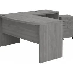 L-Desks*Bush Business Furniture Echo 60"W L Shaped Bow Front Desk with Mobile File Cabinet, Modern Gray (ECH007MG)