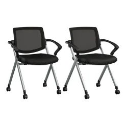 Folding & Stacking*Bush Business Furniture Envision Mesh Folding Chairs with Arms, Black, 2/Set (CH4001BLF-03)