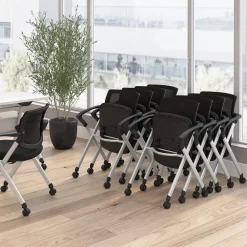Folding & Stacking*Bush Business Furniture Envision Mesh Folding Chairs with Arms, Black, 2/Set (CH4001BLF-03)