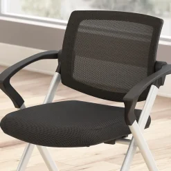 Folding & Stacking*Bush Business Furniture Envision Mesh Folding Chairs with Arms, Black, 2/Set (CH4001BLF-03)