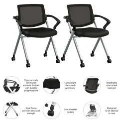 Folding & Stacking*Bush Business Furniture Envision Mesh Folding Chairs with Arms, Black, 2/Set (CH4001BLF-03)