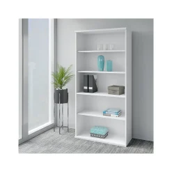 Bookcases*Bush Business Furniture Easy Office 72.79" 5-Shelf Bookcase with Adjustable Shelves, White Laminated Wood (EO105WH)