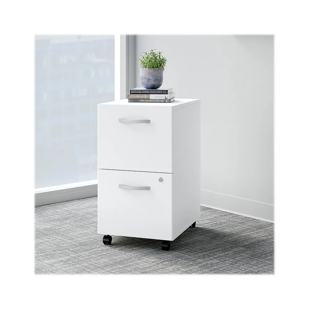File Cabinets*Bush Business Furniture Easy Office 2-Drawer Mobile Vertical File Cabinet, Letter/Legal Size, Lockable, Pure White (EO108WHSU)