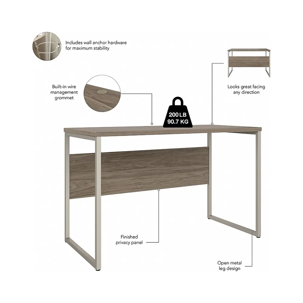 Computer Desks*Bush Business Furniture Hybrid 48"W Computer Table Desk with Metal Legs, (HYD148MH) Modern Hickory
