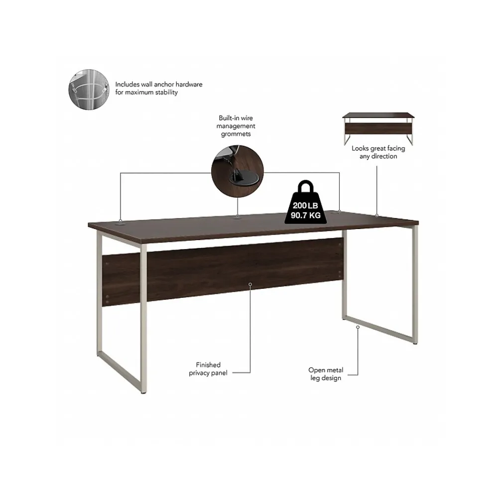 Computer Desks*Bush Business Furniture Hybrid 72"W Computer Table Desk with Metal Legs, (HYD172BW) Black Walnut