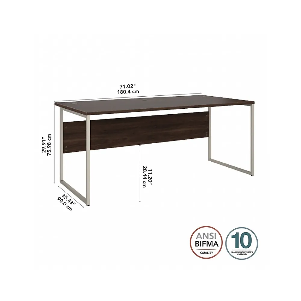 Computer Desks*Bush Business Furniture Hybrid 72"W Computer Table Desk with Metal Legs, (HYD172BW) Black Walnut