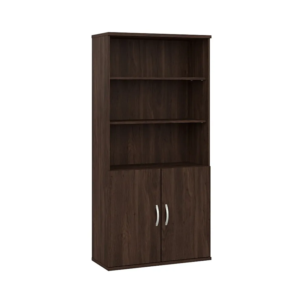 Bookcases*Bush Business Furniture Hybrid 73"H 5-Shelf Bookcase with Doors, Laminated Wood (HYB024BW) Black Walnut
