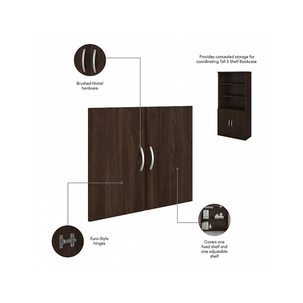 Bookcases*Bush Business Furniture Hybrid 73"H 5-Shelf Bookcase with Doors, Laminated Wood (HYB024BW) Black Walnut