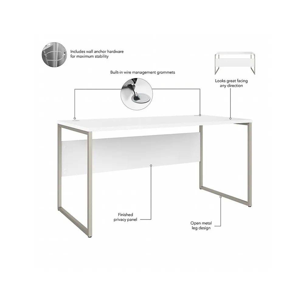 Computer Desks*Bush Business Furniture Hybrid 60"W Computer Table Desk with Metal Legs, (HYD360WH) White