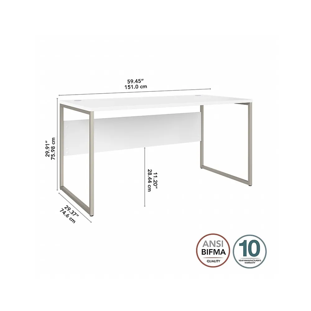 Computer Desks*Bush Business Furniture Hybrid 60"W Computer Table Desk with Metal Legs, (HYD360WH) White