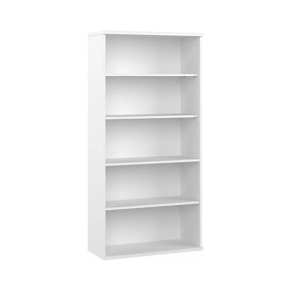 Bookcases*Bush Business Furniture Hybrid 73"H 5-Shelf Bookcase with Adjustable Shelves, Laminated Wood (HYB136WH-Z) White