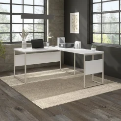 L-Desks*Bush Business Furniture Hybrid 60"W L Shaped Table Desk with Metal Legs, (HYB027WH) White