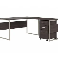 L-Desks*Bush Business Furniture Hybrid 60"W L Shaped Table Desk with Mobile File Cabinet, (HYB029SGSU) Storm Gray
