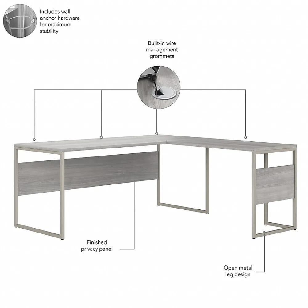 L-Desks*Bush Business Furniture Hybrid 72"W L Shaped Table Desk with Metal Legs, (HYB026PG) Platinum Gray
