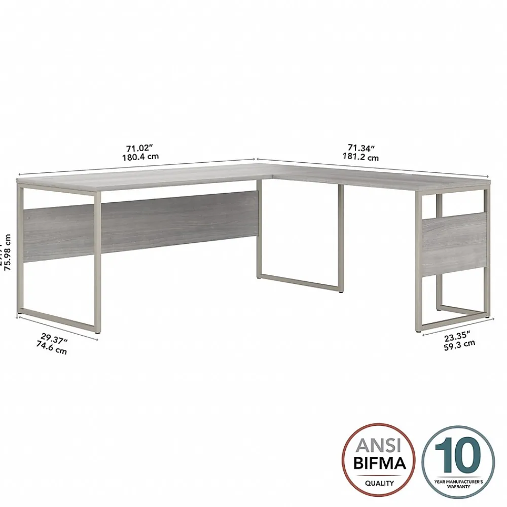 L-Desks*Bush Business Furniture Hybrid 72"W L Shaped Table Desk with Metal Legs, (HYB026PG) Platinum Gray