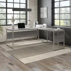 L-Desks*Bush Business Furniture Hybrid 72"W L Shaped Table Desk with Metal Legs, (HYB025PG) Platinum Gray