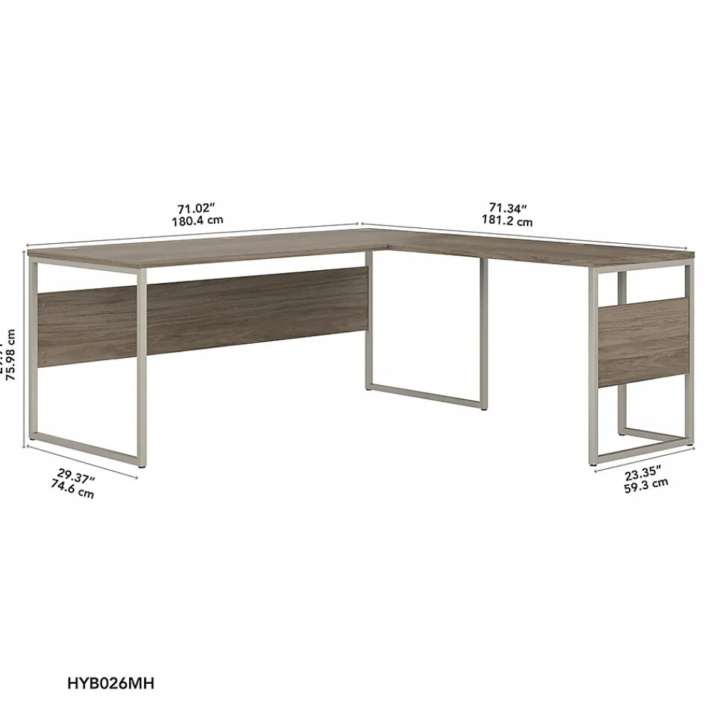 L-Desks*Bush Business Furniture Hybrid 72"W L Shaped Table Desk with Metal Legs, (HYB026MH) Modern Hickory