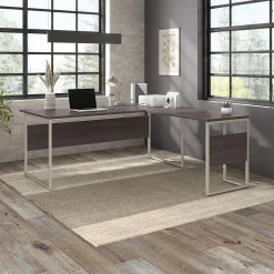 L-Desks*Bush Business Furniture Hybrid 72"W L Shaped Table Desk with Metal Legs, (HYB025SG) Storm Gray