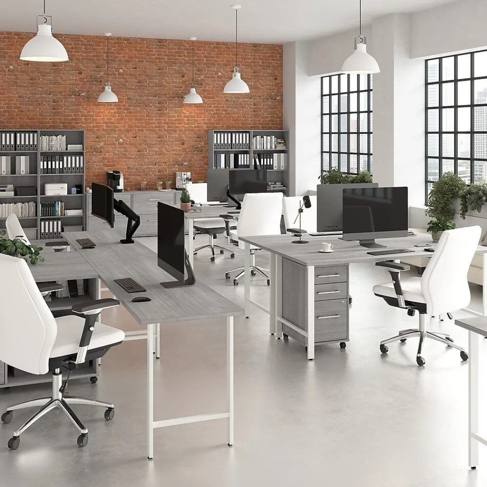 L-Desks*Bush Business Furniture Hustle 72"W L Shaped Computer Desk with Metal Legs, Platinum Gray (HUS001PG)