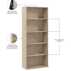 Bookcases*Bush Business Furniture Hustle Tall 5 Shelf Bookcase, Natural Elm (HUB230NE)